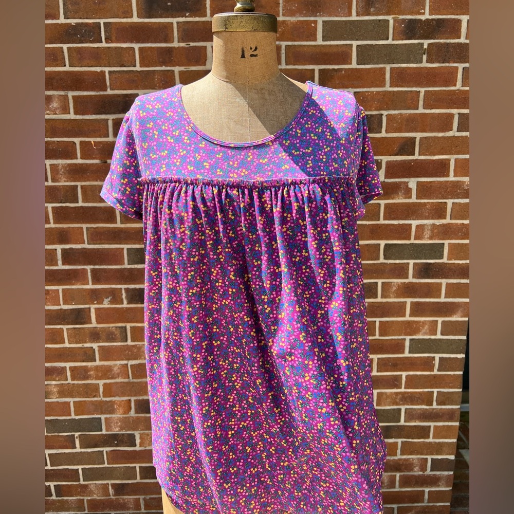 Matilda Jane Walking on a Cloud mesh Babydoll Top Blouse Floral Purple